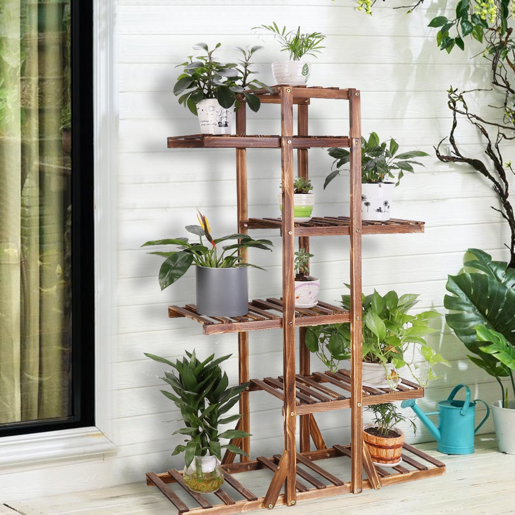 6-Tier Wooden Plant Stand for Indoor Decoration