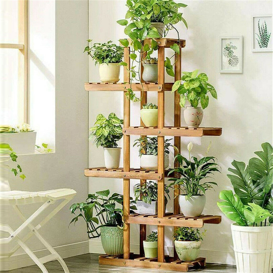 6-Tier Wooden Plant Stand for Indoor Decoration