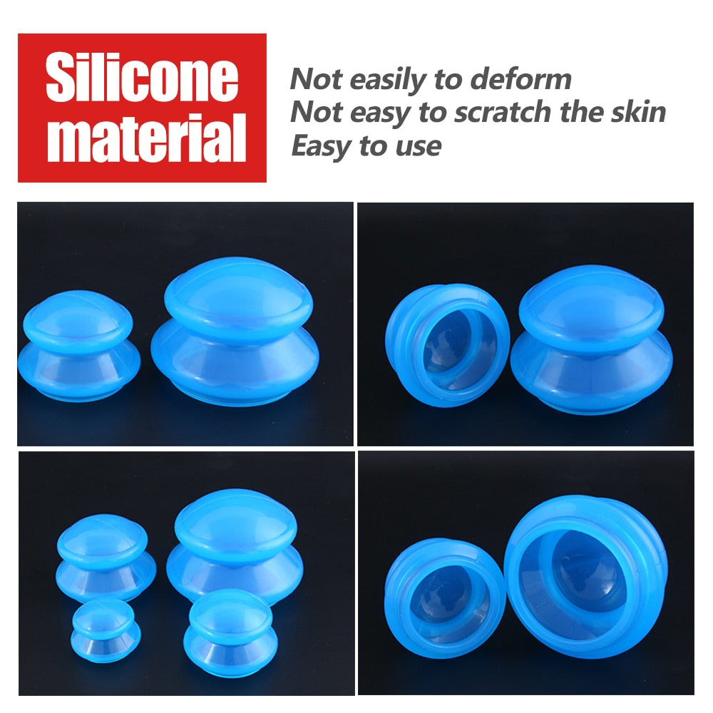 4PCS Silicone medical Vacuum Cans Massage Suction Cup Full Body Vacuum