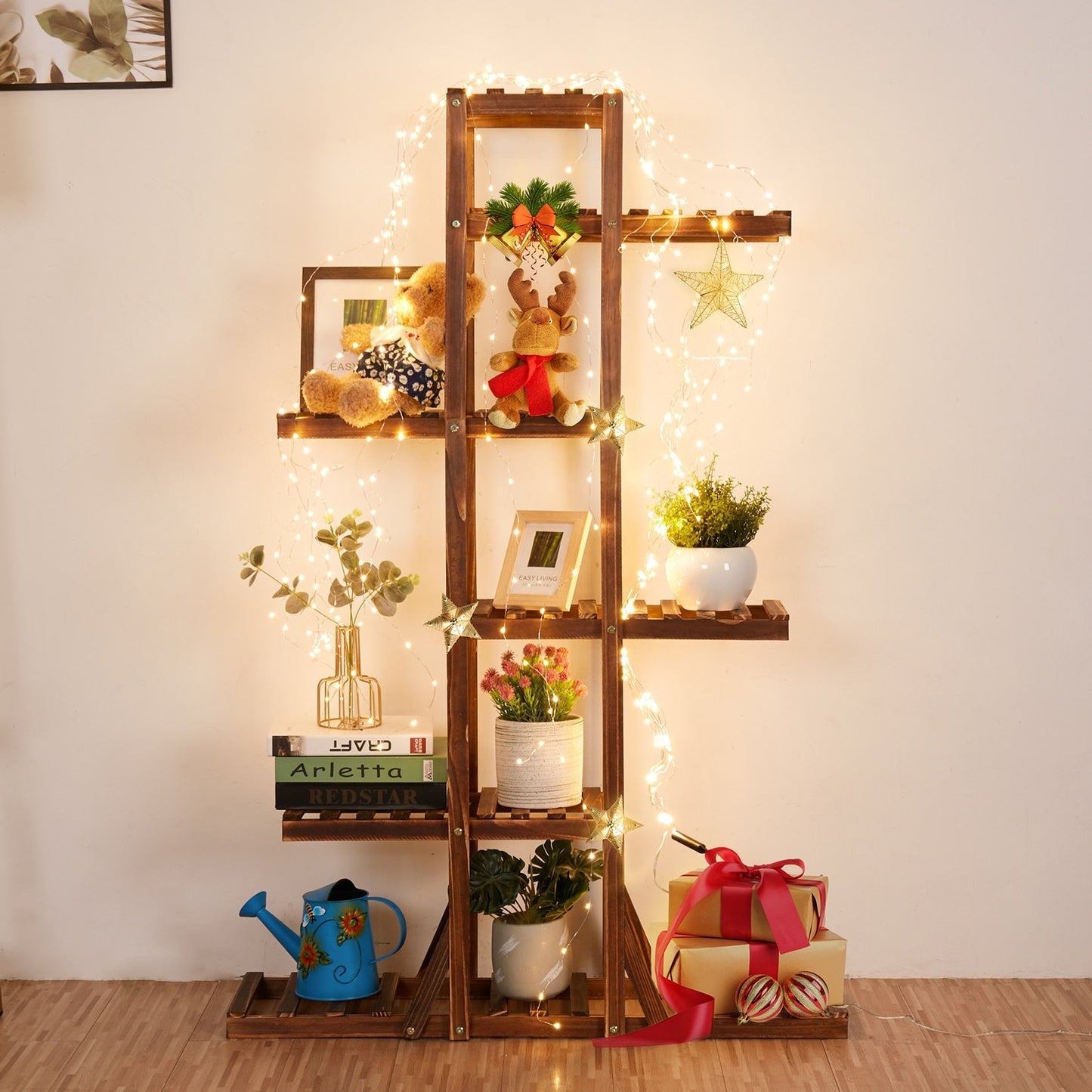 6-Tier Wooden Plant Stand for Indoor Decoration