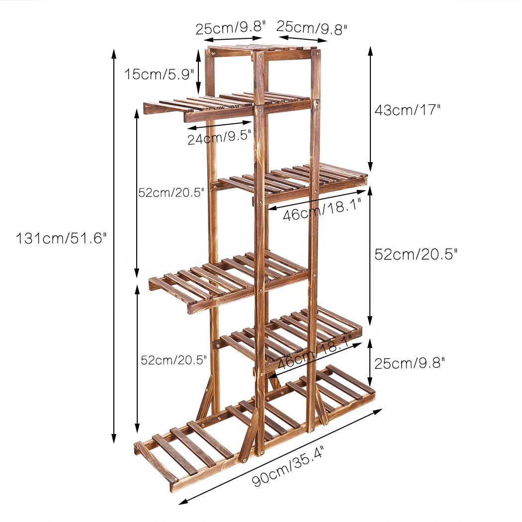6-Tier Wooden Plant Stand for Indoor Decoration
