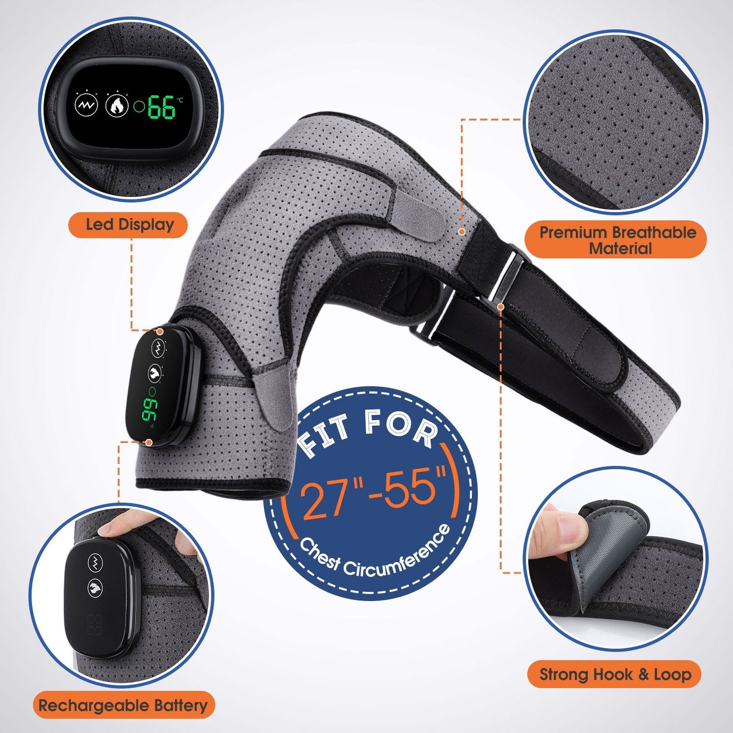 Heating Massage Shoulder Brace Support Bandage Arthritis Injury