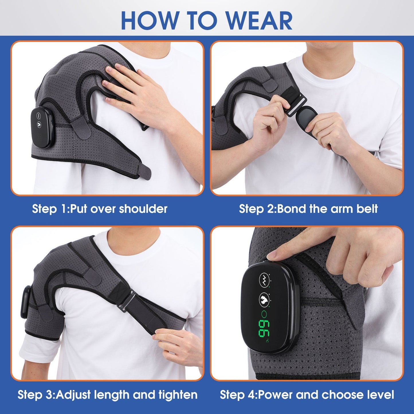 Heating Massage Shoulder Brace Support Bandage Arthritis Injury