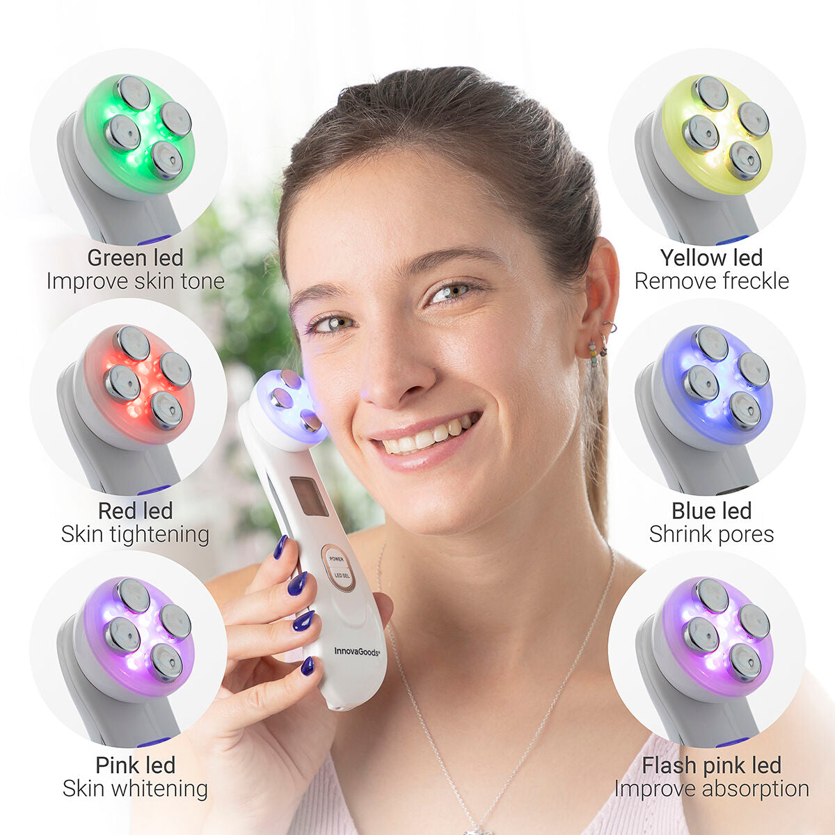 Facial Massager with Radiofrequency, Phototherapy and