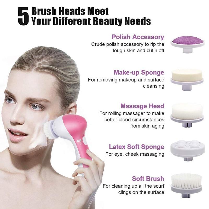 Set de 5 en 1 : Brosse de Nettoyage et Massage Visage