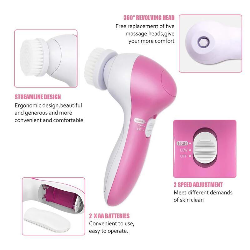 Set de 5 en 1 : Brosse de Nettoyage et Massage Visage
